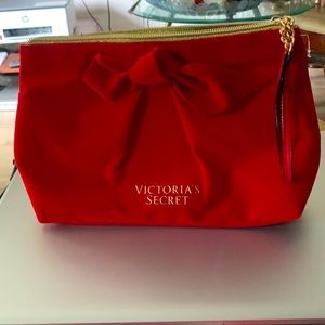Victoria's Secret red velvet cosmetic bag clutch